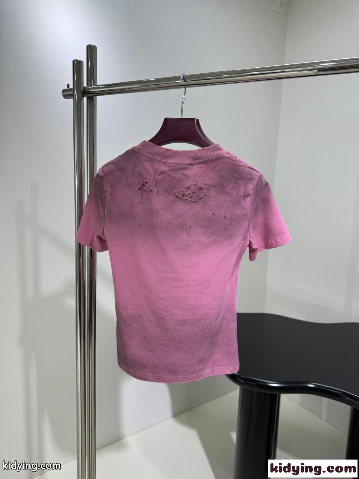 GOTHIC TYPE SHRUNK 半袖Tシャツ バレンシアガ Tシャツ コピー ピンク-1