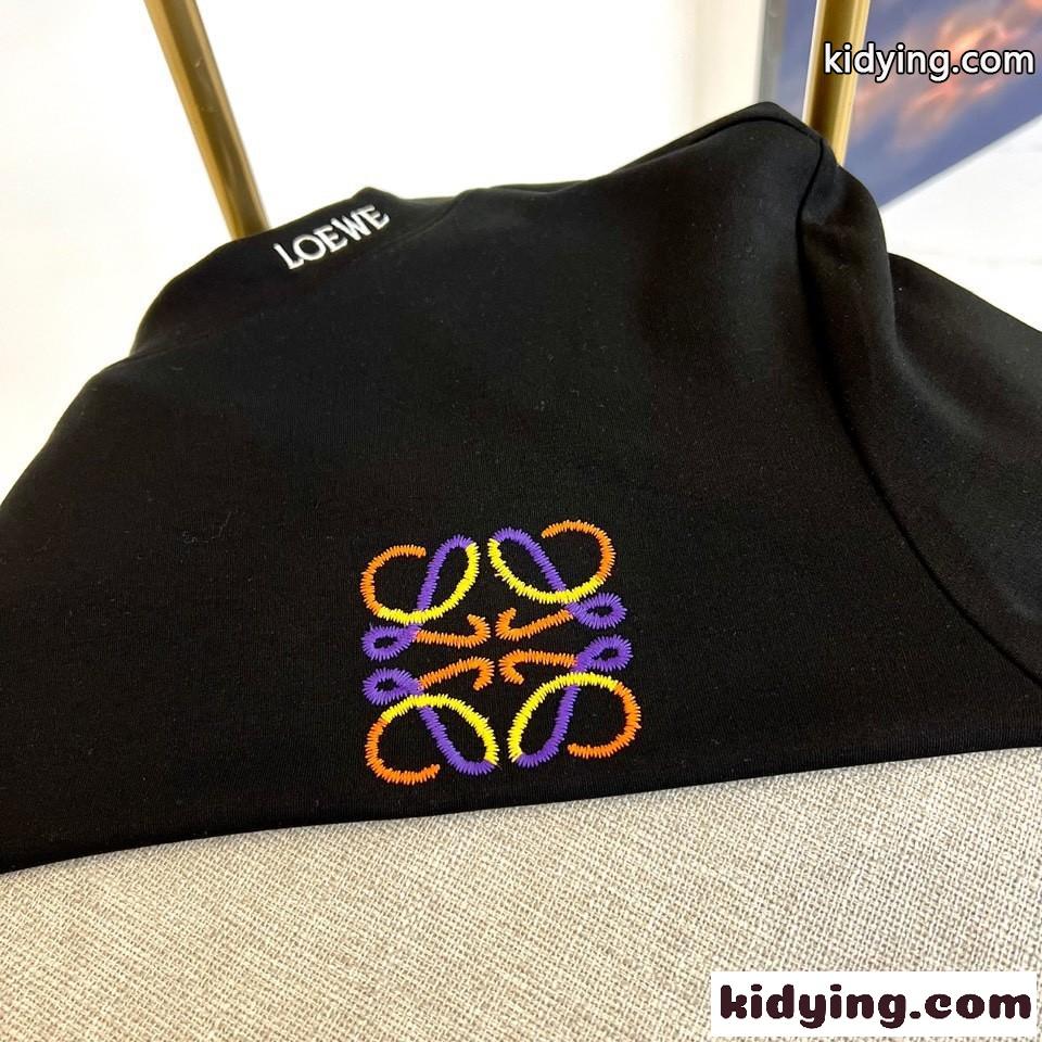 ベーシック おしゃれ ロゴ刺繍 長袖Tシャツ ロエベ Tシャツ コピー ブラック-2