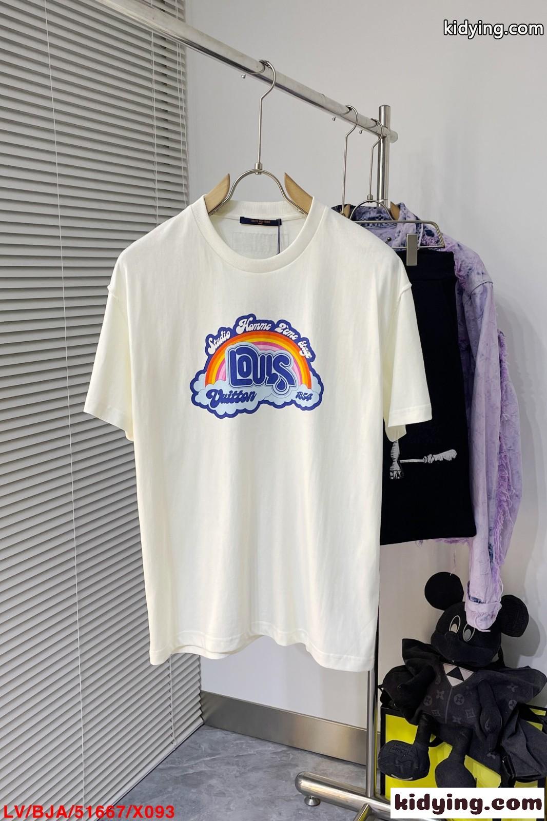 大人気 レインボープリンテッドTシャツ ルイ・ヴィトン Tシャツ コピー 半袖 トップス-2
