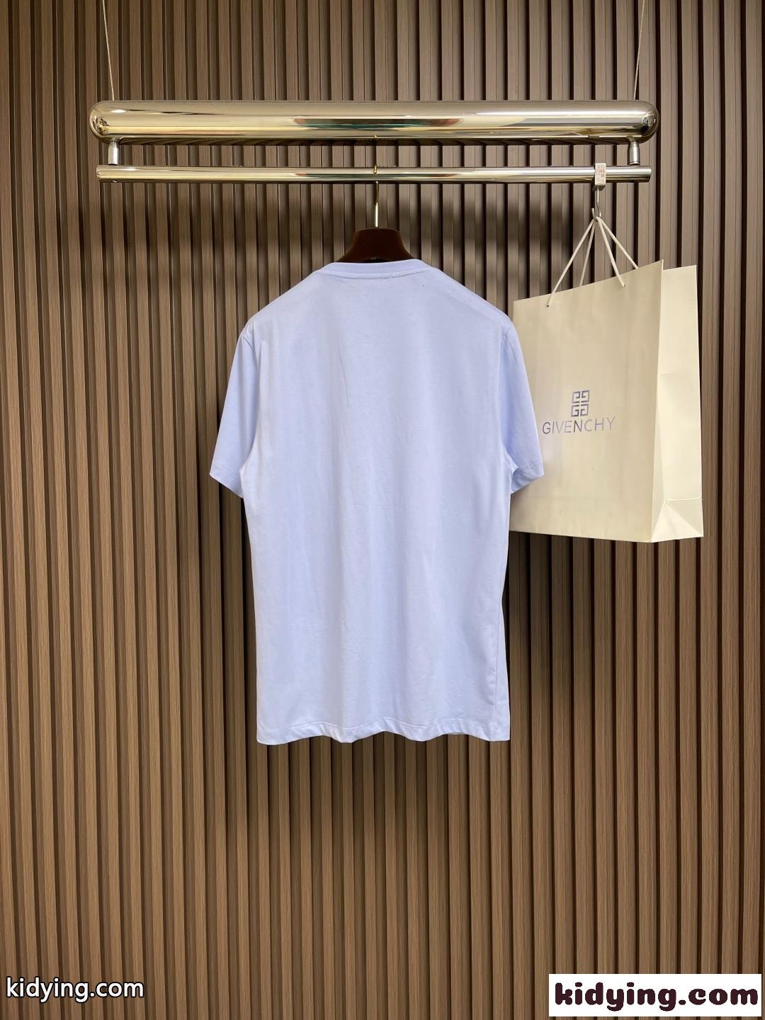 カジュアル おしゃれ クルーネック 半袖Tシャツ ロエベ Tシャツ コピー コットン ライトブルー-1