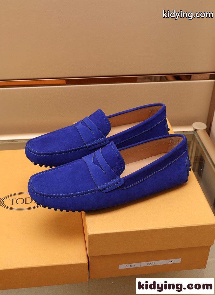 滑り止め 定番 人気 オシャレ 歩きやすい トッズ ローファー コピー メンズジューズ 靴 モカシン カジュアル ブルー-0