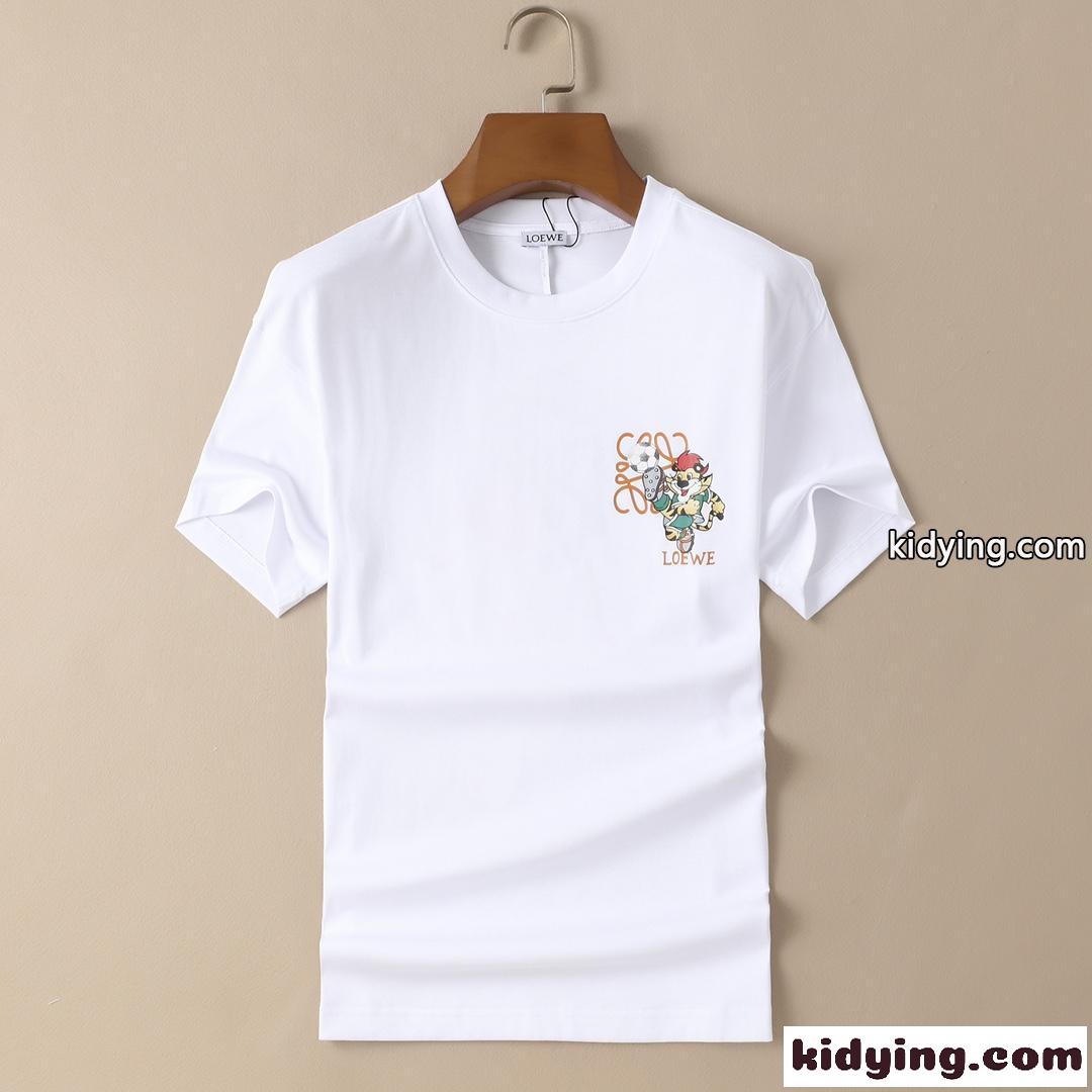 目を引く プリント 定番 ロエベ tシャツ コピー メンズ 半袖 春夏 トップス カジュアル おしゃれ クルーネック ホワイト ブラック-2