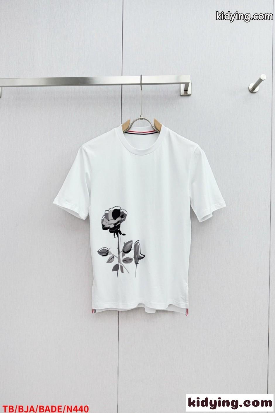 プリント コットン 半袖Tシャツ トムブラウン Tシャツ コピー ホワイト-0