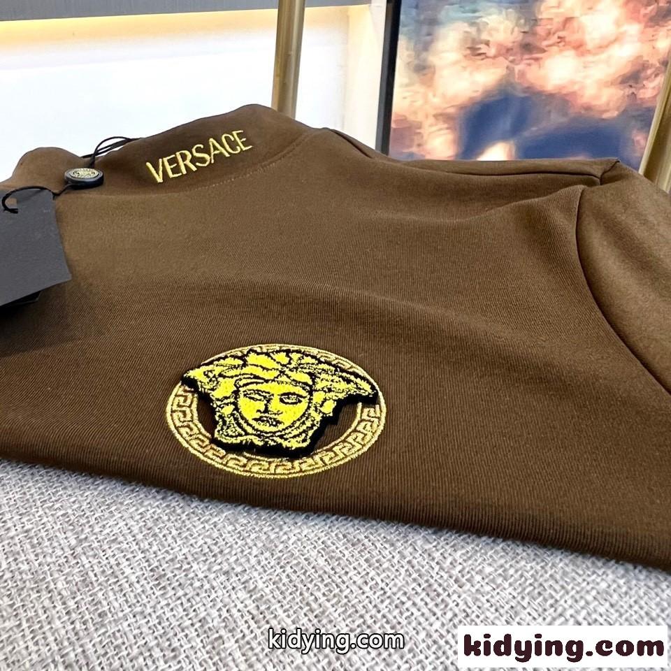 ベーシック メンズ 合わせやすい ヴェルサーチェ Tシャツ 偽物 長袖Tシャツ カーキ-2