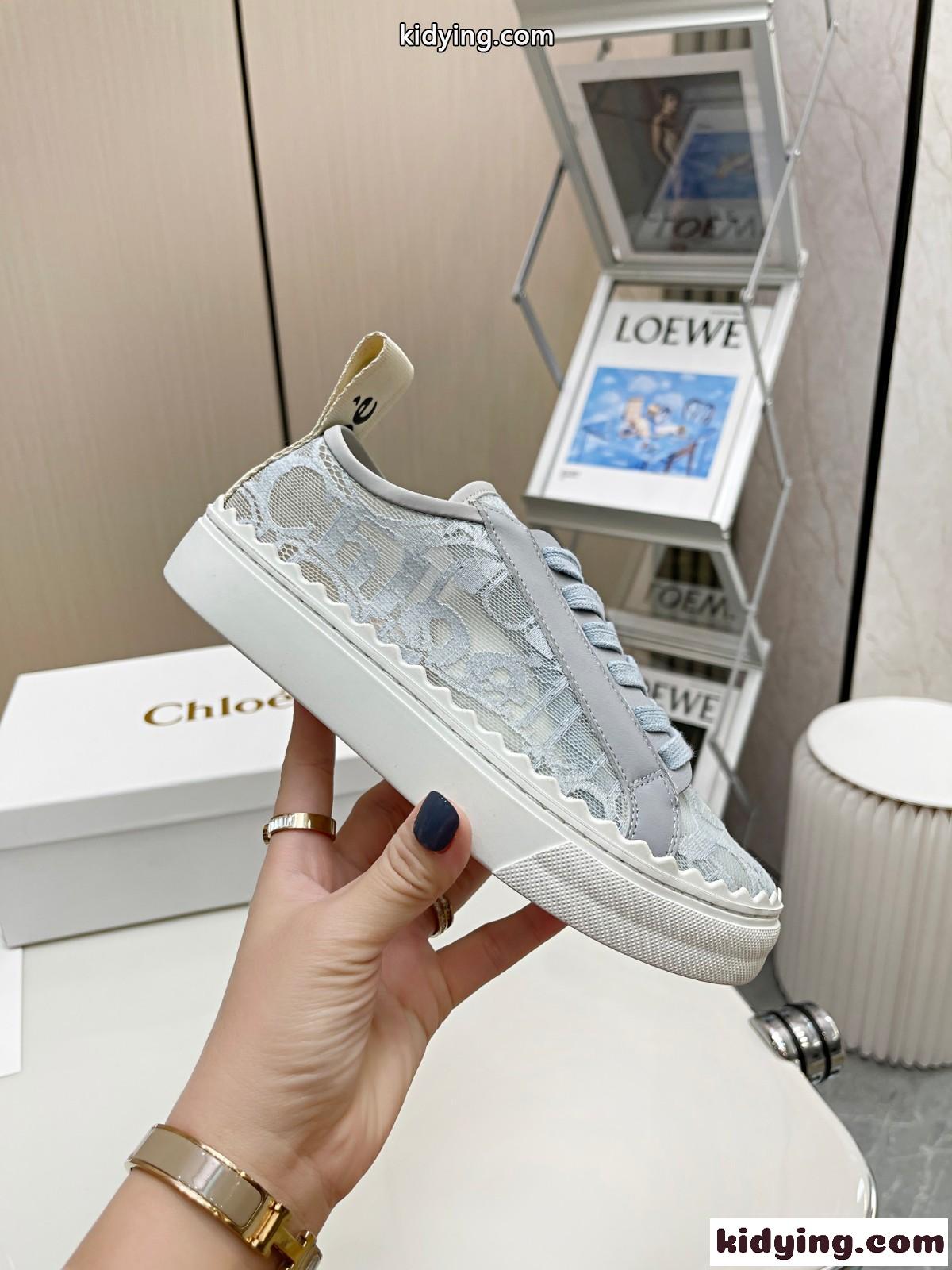 LAURENスニーカー レース クロエ スニーカー コピー レディースシューズ グレー-1