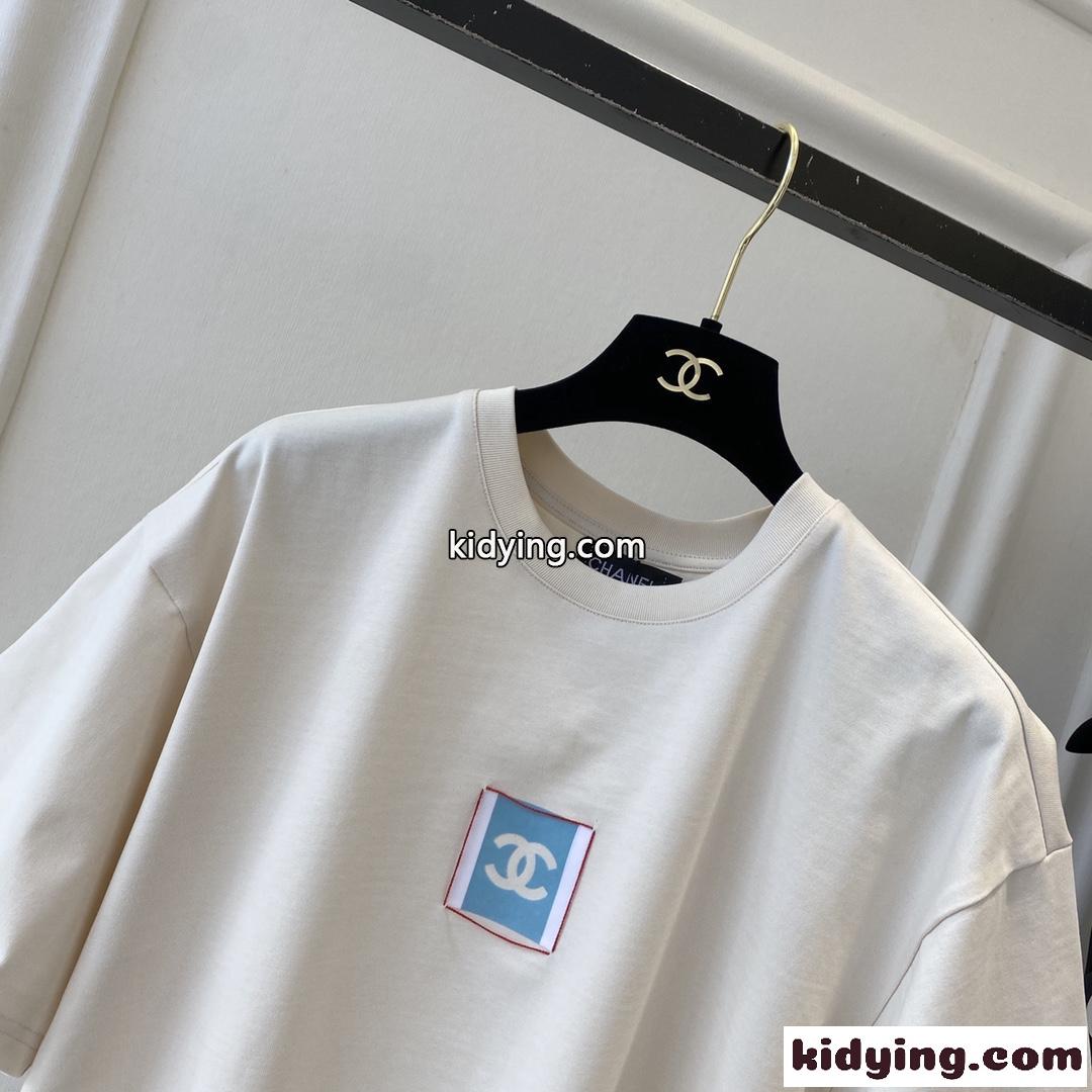 おしゃれ カジュアル ゆったり ロゴ シャネル tシャツ コピー クルーネック コットン 半袖 トップス-1