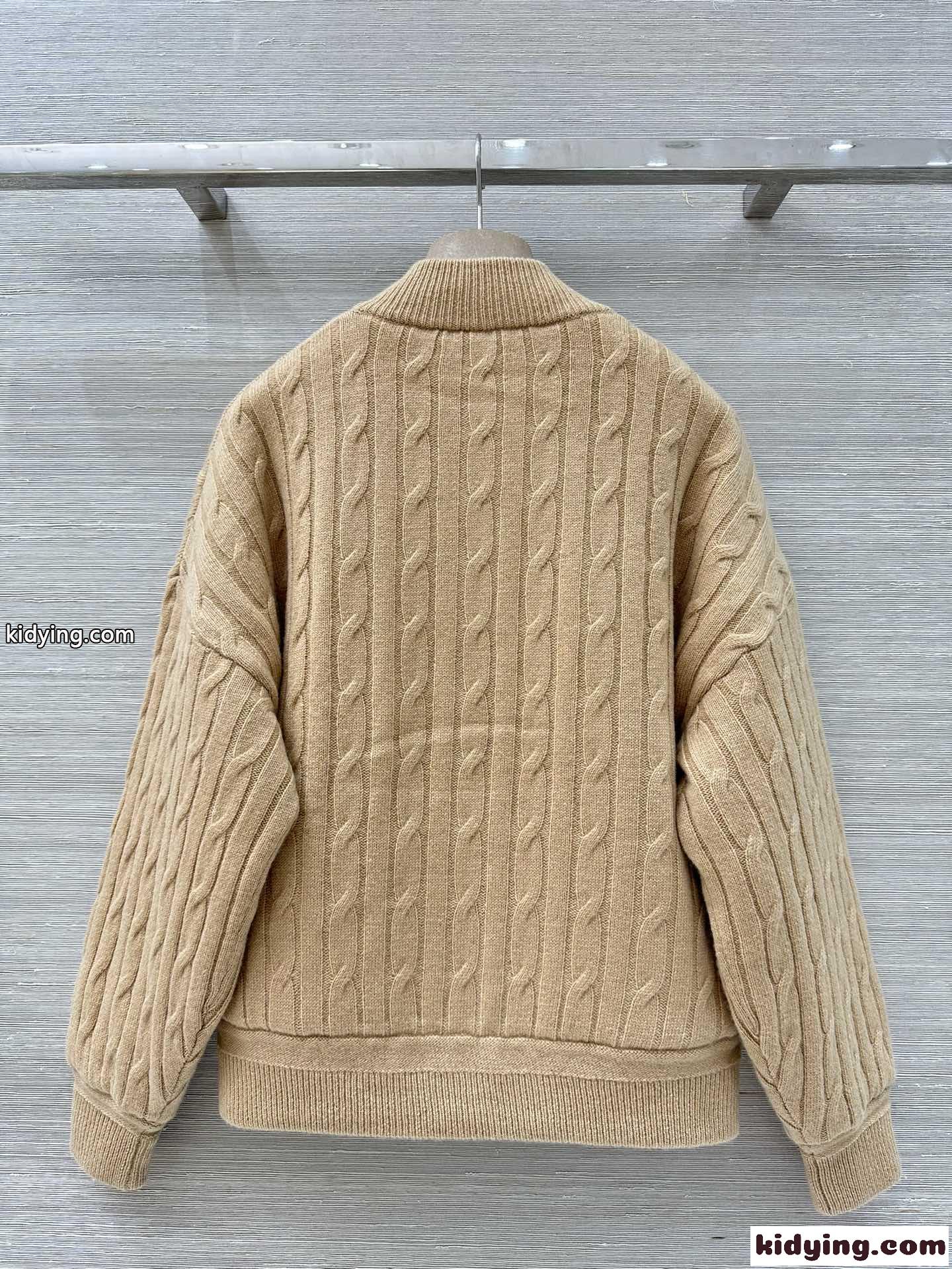 ウール&カシミヤ ケーブル編み ボンバージャケット ラルフローレン ニット コピー キャメル-5