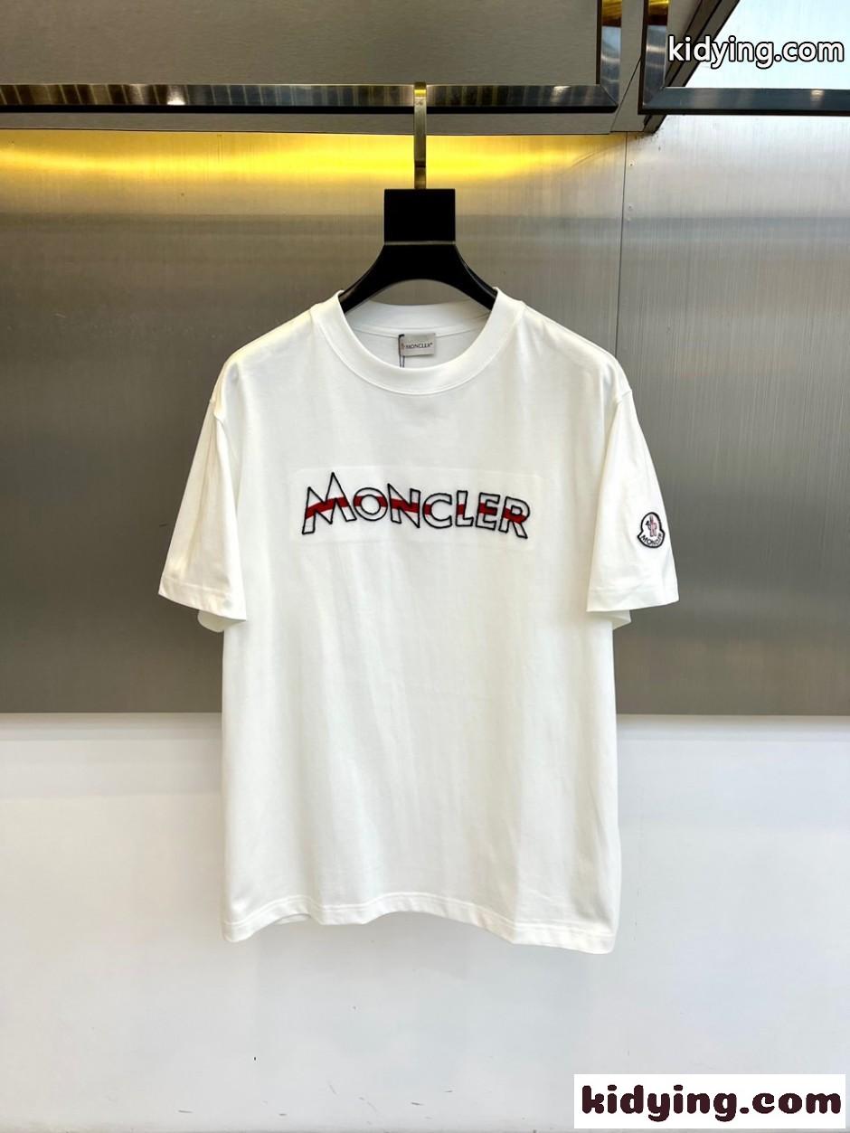カジュアル 洗練された コットン 半袖Tシャツ モンクレール Tシャツ 偽物 ホワイト-0