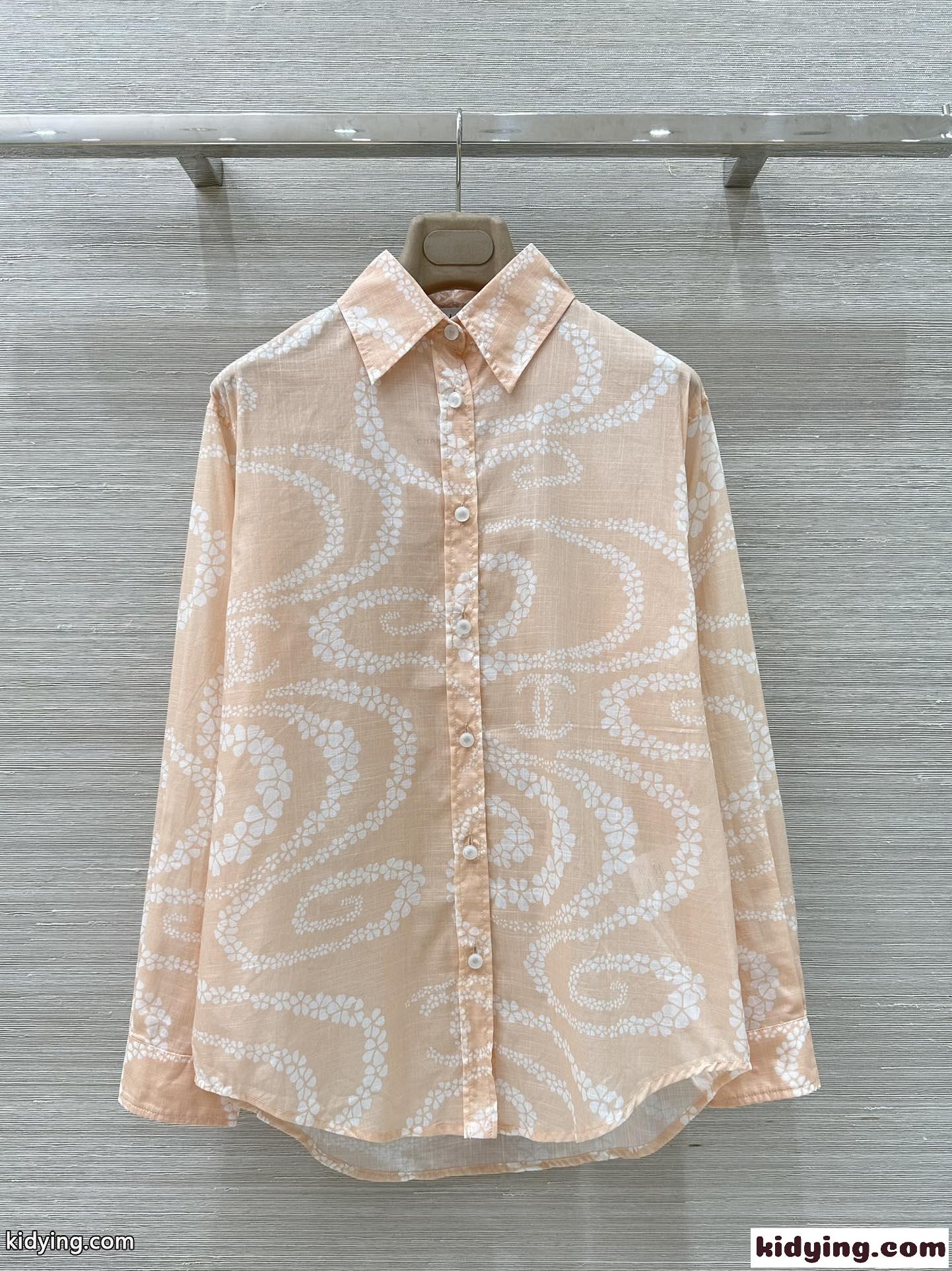 上品 お洒落 ゆったり プリントシャツ シャネル シャツ コピー オレンジ-2