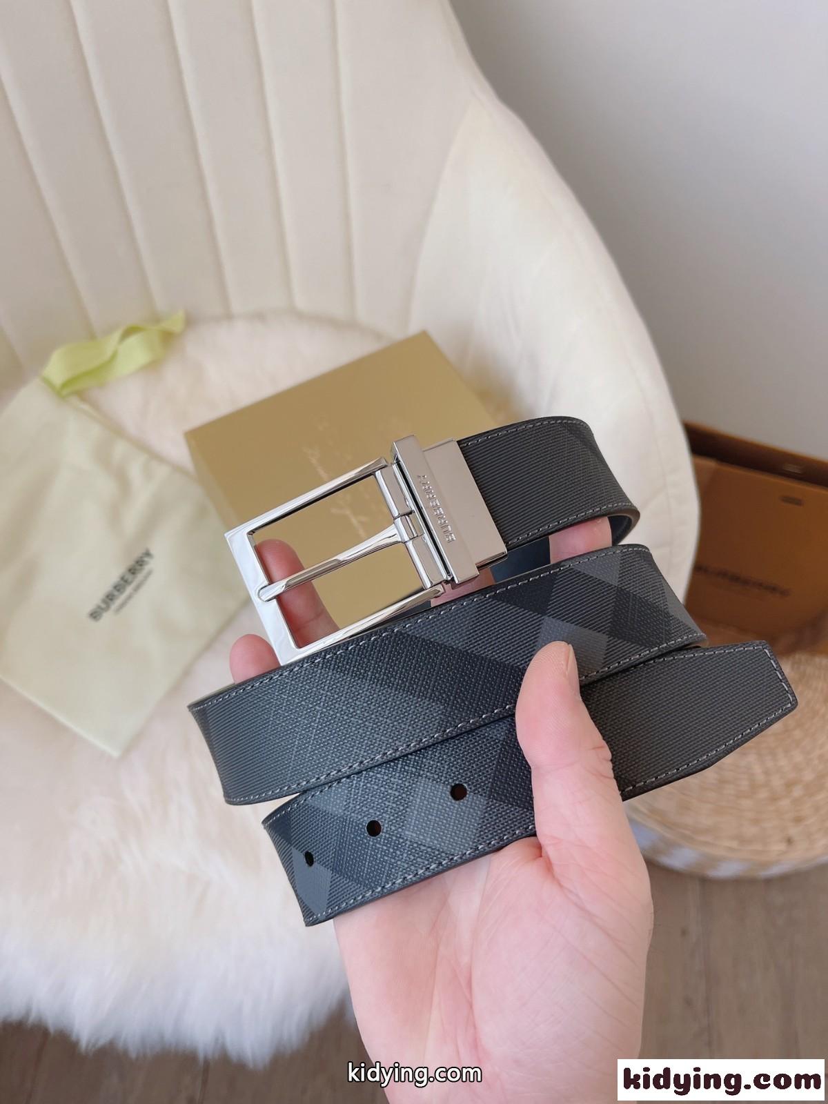 リバーシブル チェックベルト バーバリー ベルト コピー 合わせやすい-0