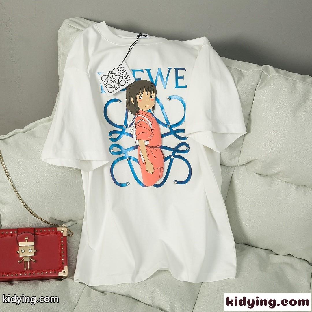 おしゃれ ゆったり 体型カバー プリント ロエベ tシャツ コピー コットン リラックス 快適 カジュアル-0