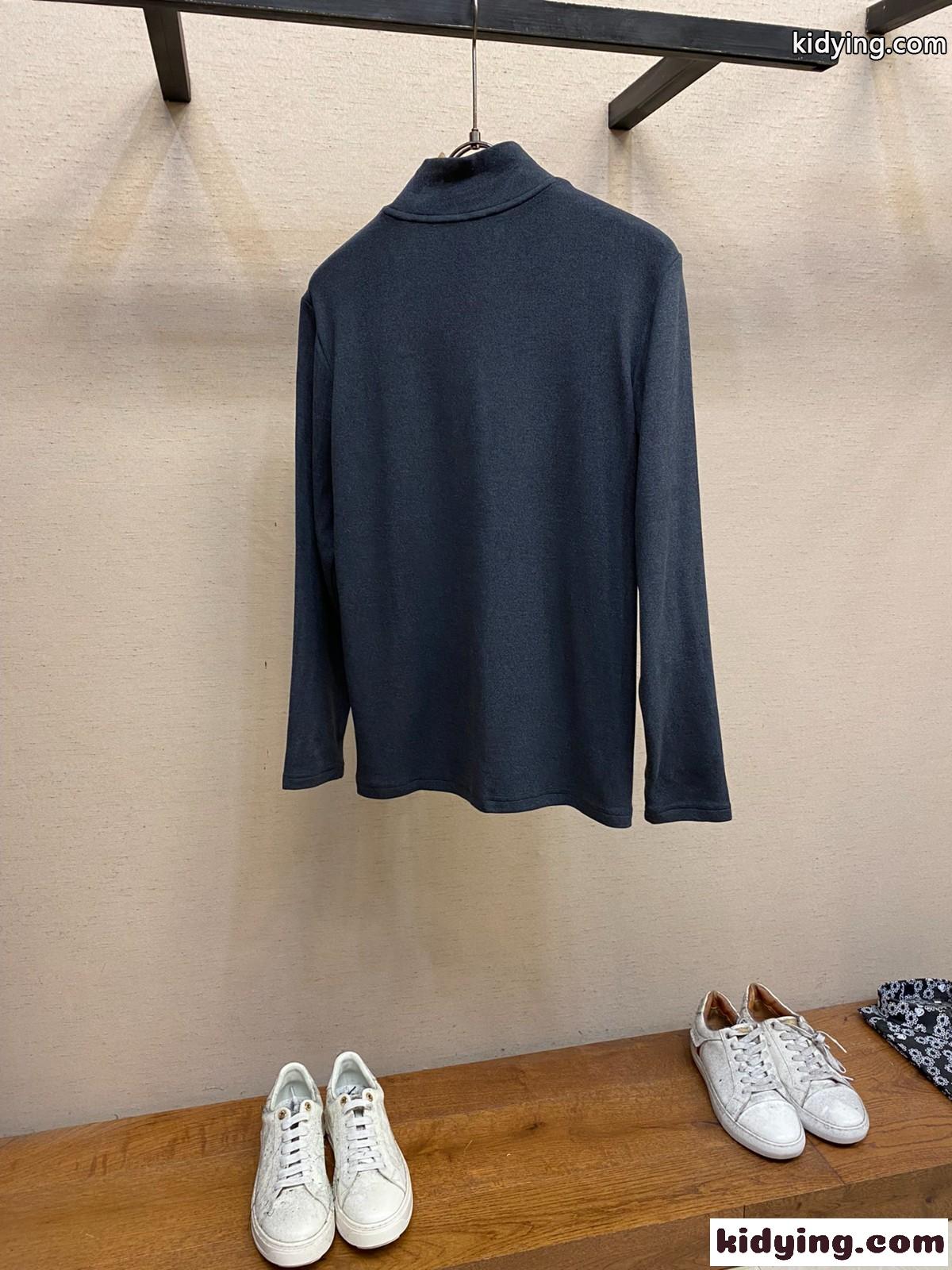 シンプル ハイネック トップス エルメネジルド・ゼニア Tシャツ コピー グレー-1