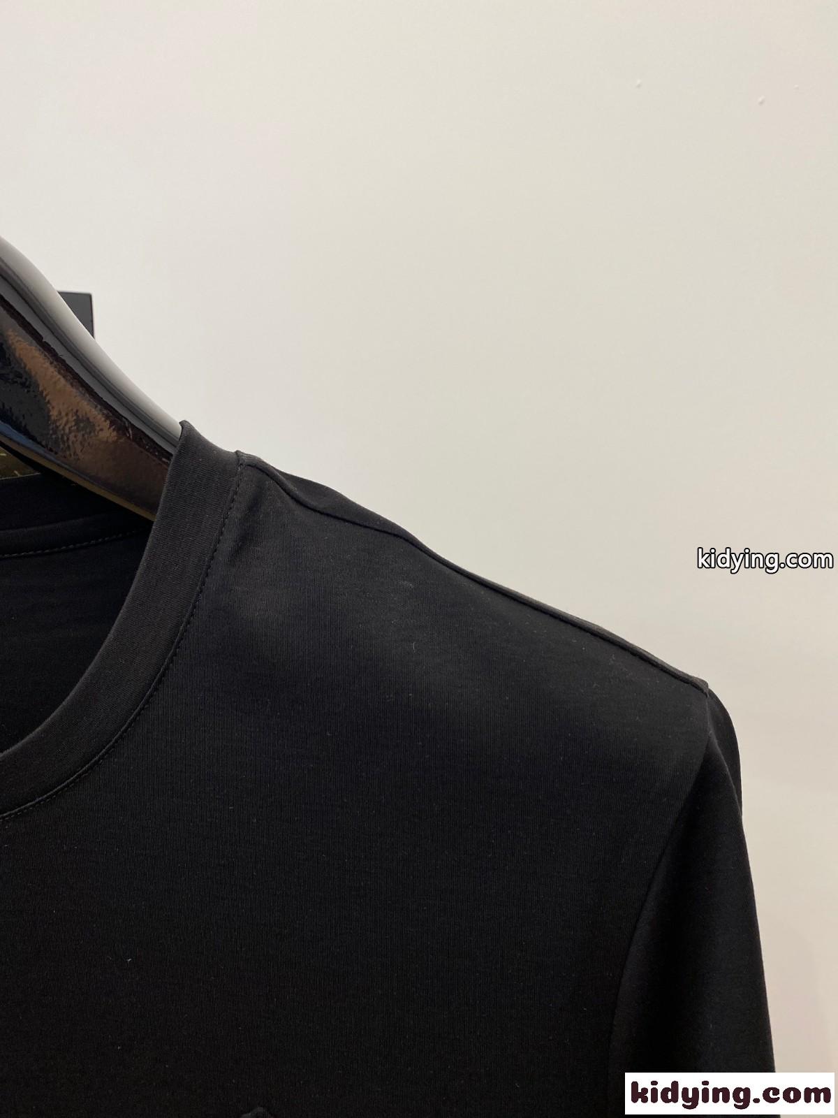 シンプル 合わせやすい クルーネック コットン バルマン Tシャツ コピー 半袖 ブラック-1