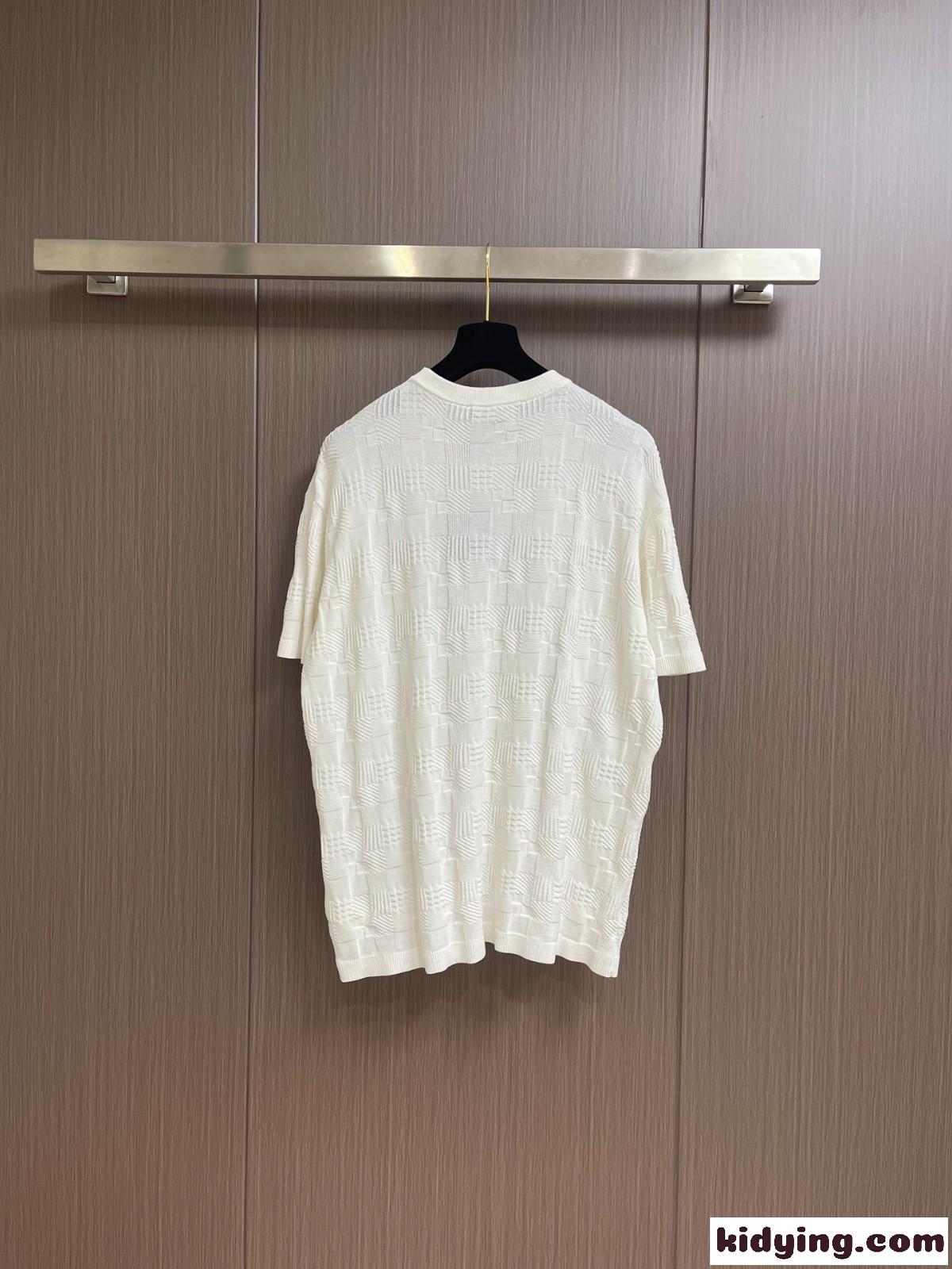 ダミエジャカードショートスリーブコットンクルーネック ルイヴィトン Tシャツ コピー-1