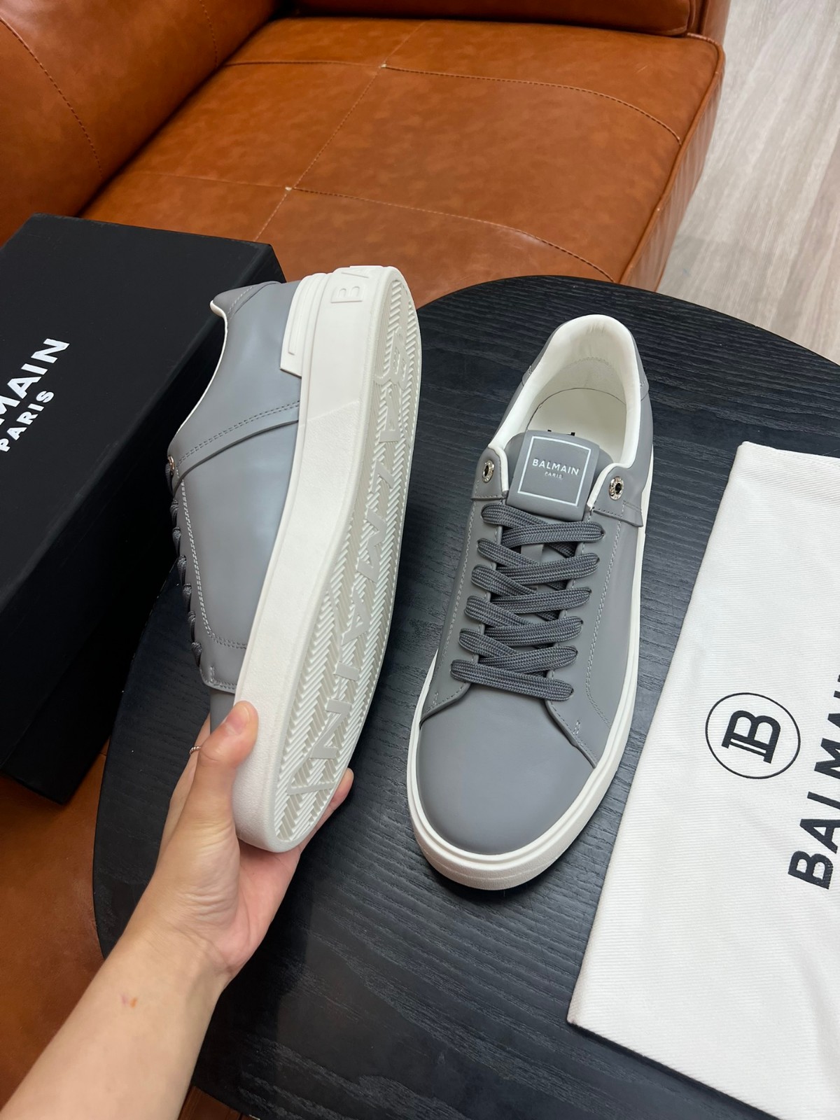 定番 B-Skate ロートップスニーカー バルマン スニーカー コピー グレー-3