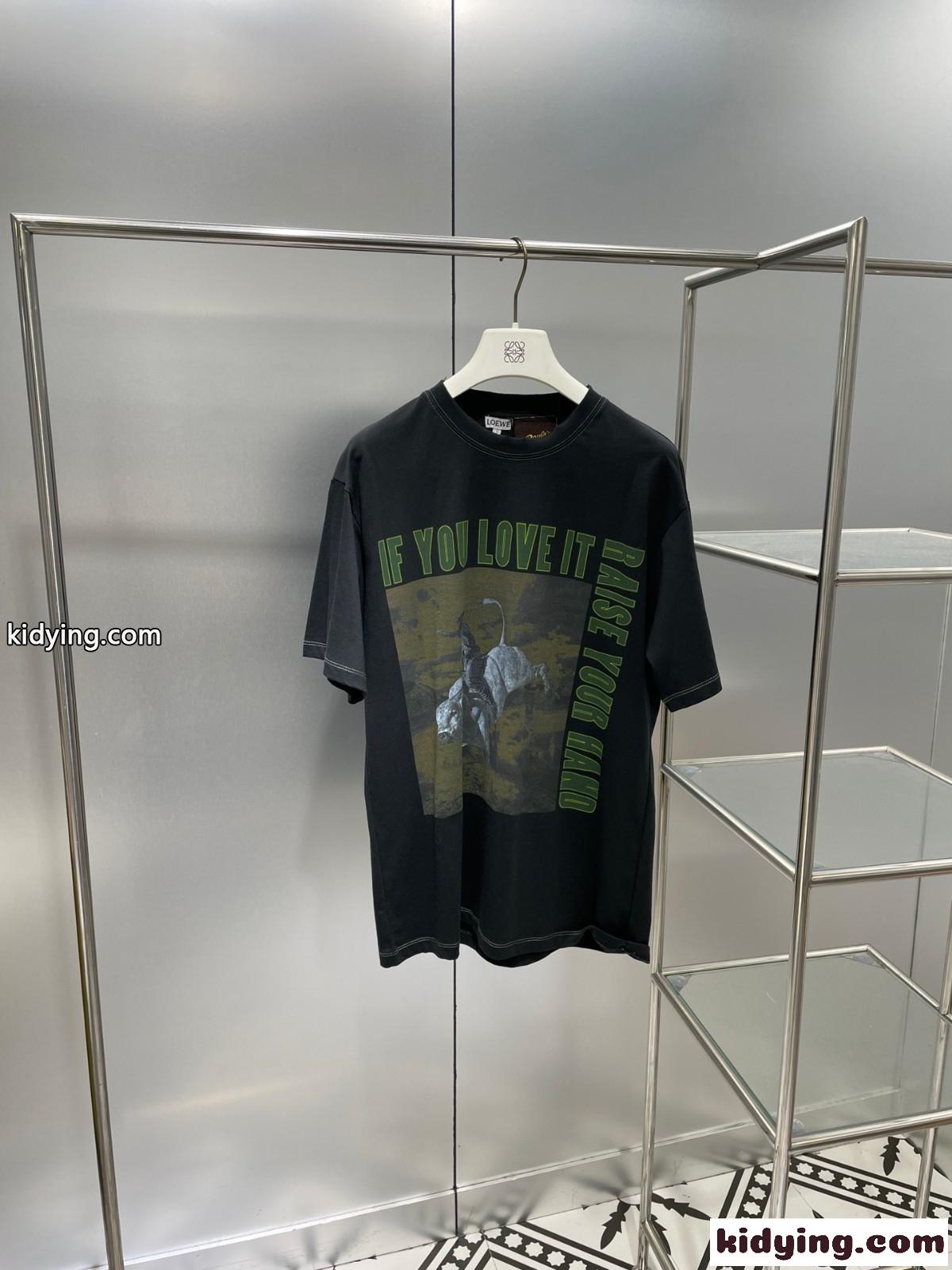 男女兼用 ゆったり ロエベ tシャツ コピー プリント カジュアル リラックス 着痩せ トップス-4
