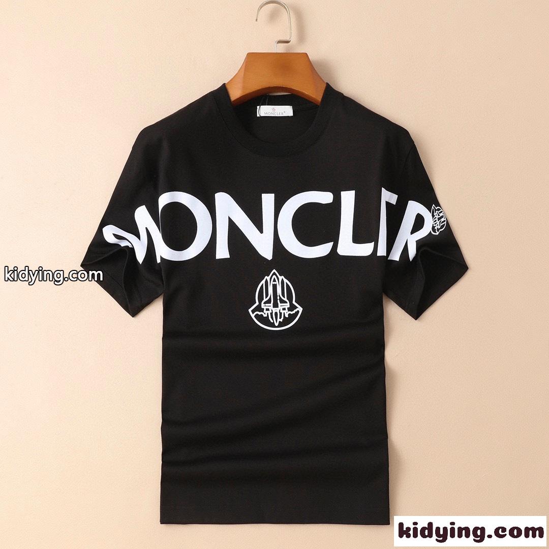 ロゴプリント お洒落 カジュアル シンプル モンクレール 半袖tシャツ コピー クルーネック ホワイト ブラック-2