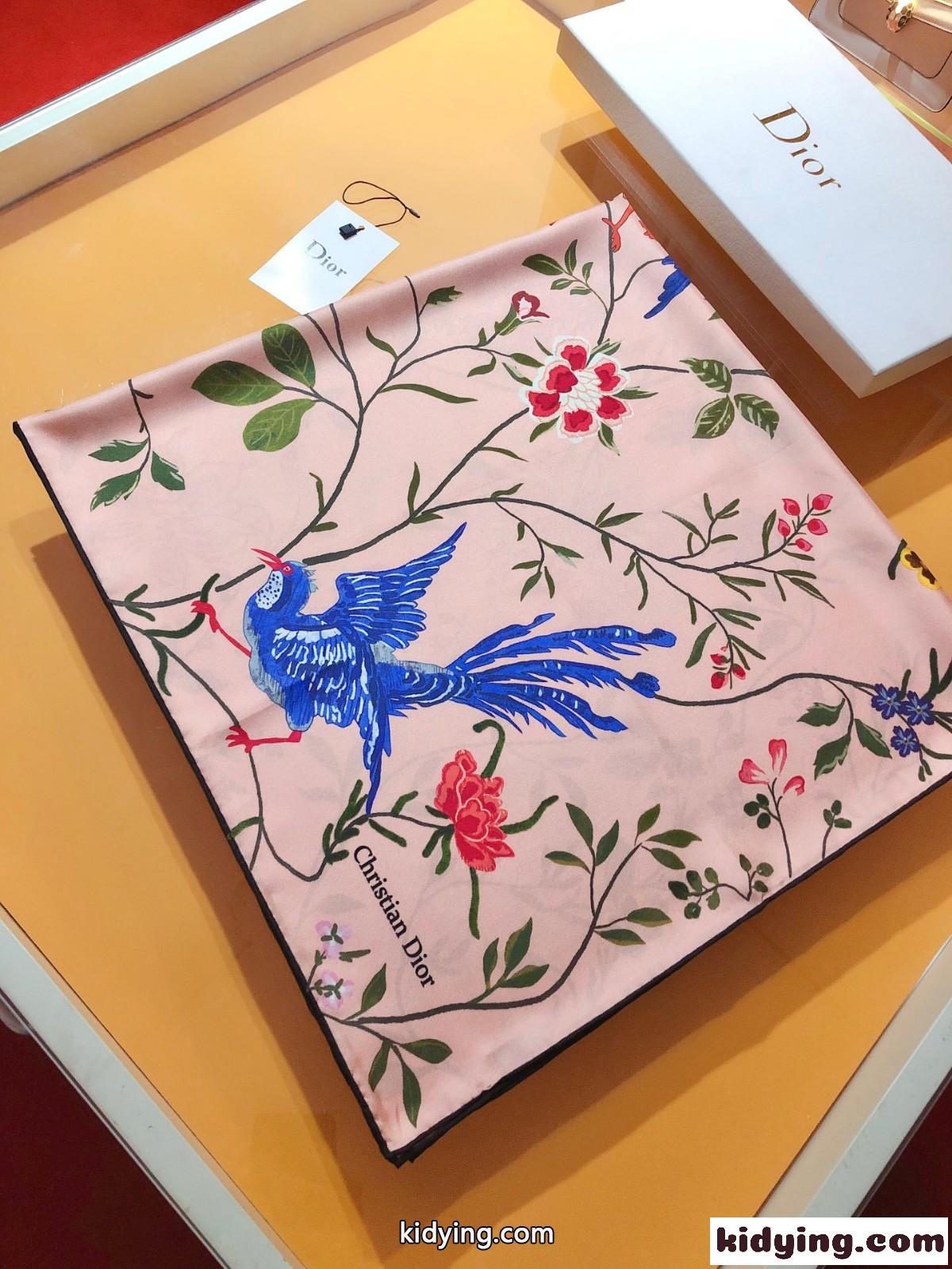 DIOR BIRDS 90 スクエアスカーフ クリスチャン・ディオール スカーフ コピー レディース-0