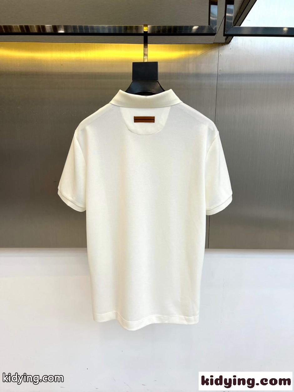洗練された 上品 半袖 ポロシャツ エルメネジルド・ゼニア Tシャツ 偽物 ホワイト-3