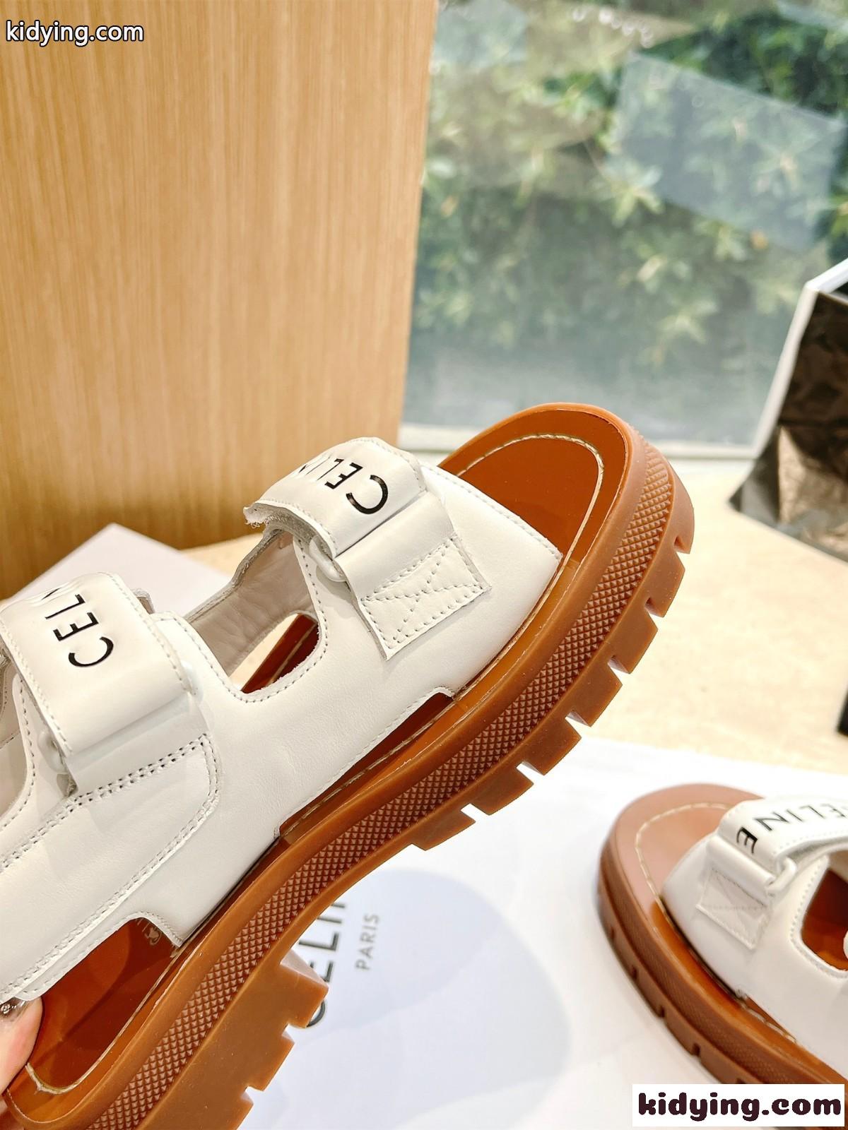 CELINE レオ ベルクロストラップ サンダル セリーヌ サンダル コピー レディース ホワイト-0
