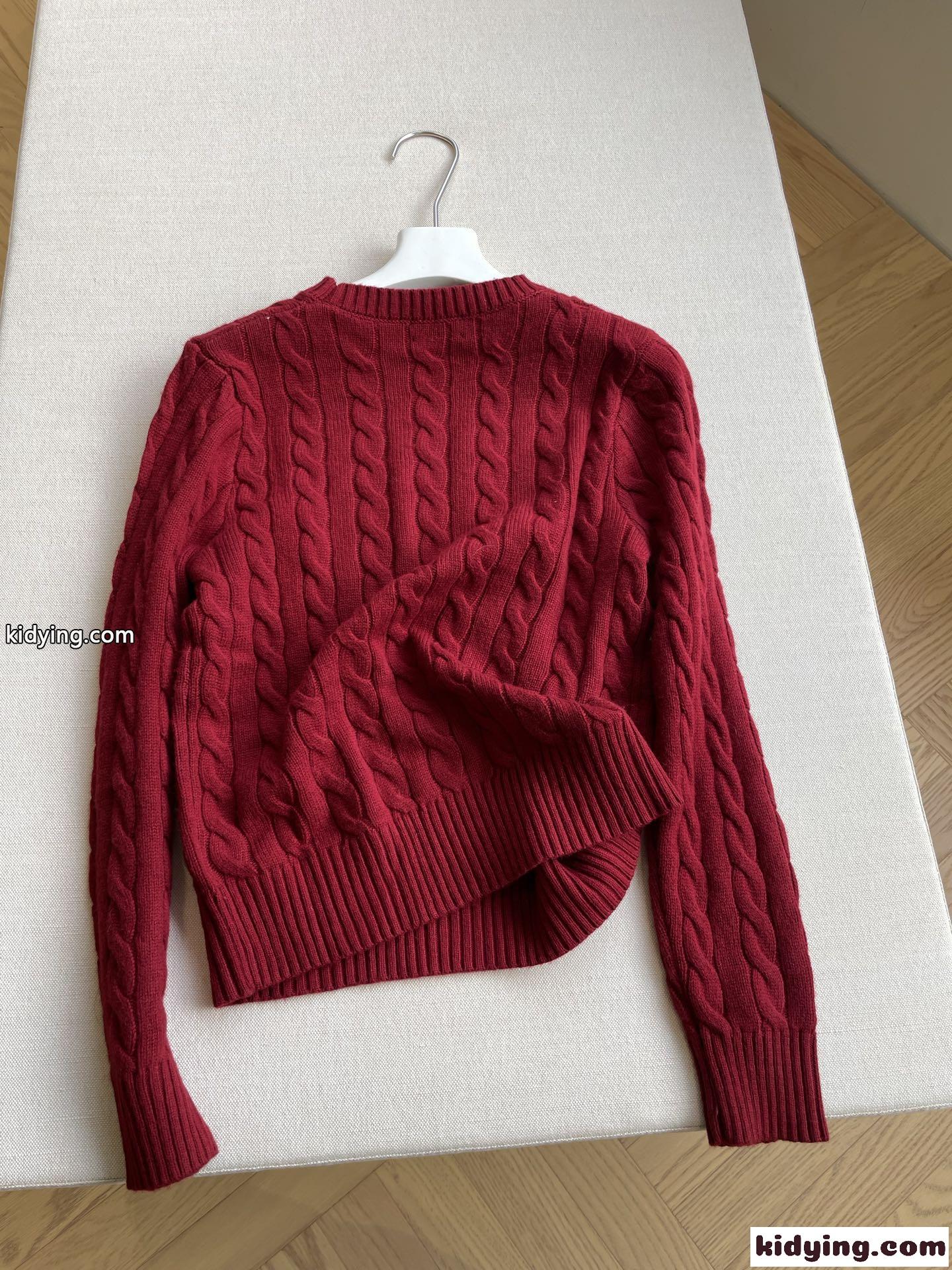 定番 ロゴ刺繍 ケーブル編み クルーネック ラルフローレン セーター 偽物 レッド-4