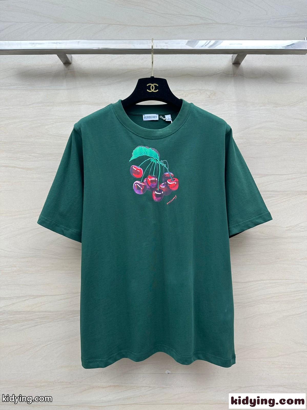 チェリー コットンTシャツ バーバリー 半袖Tシャツ コピー クルーネック-2