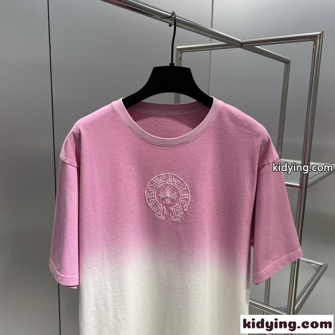 男女兼用 おしゃれ グラデーション クロムハーツ 半袖Tシャツ コピー ゆったり トップス-1
