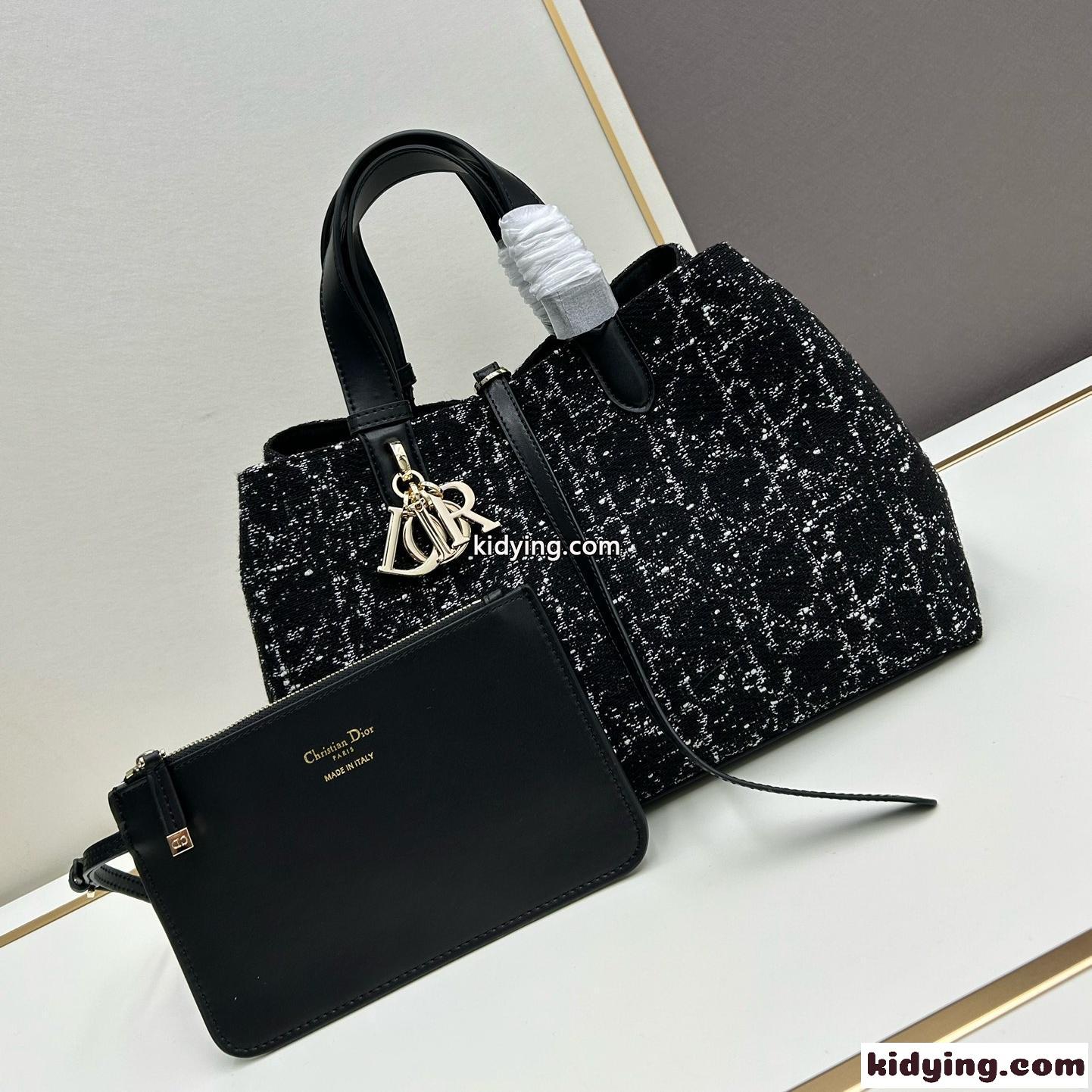 カナージュ ツイード Dior Toujours バッグ ミディアム クリスチャン・ディオール バッグ コピー ブラック-0