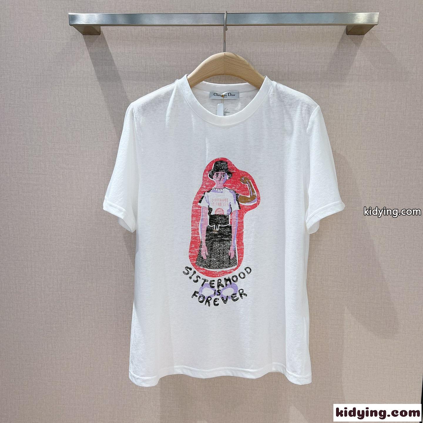クリスチャン・ディオール Tシャツ コピー カジュアル 合わせやすい プリント クルーネック 半袖Tシャツ-0