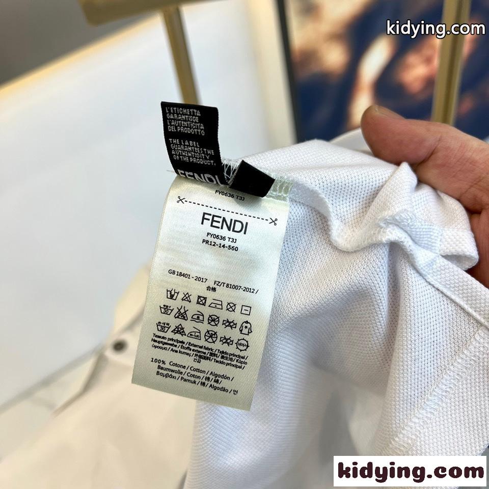 カジュアル 定番 フェンディ Tシャツ コピー 半袖 ポロシャツ ホワイト-4