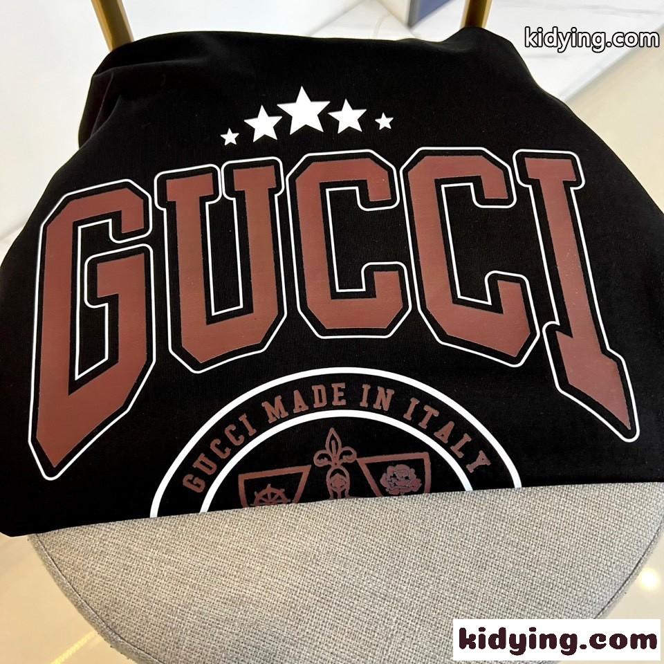 シンプル お洒落 ロゴ コットン 半袖Tシャツ グッチ Tシャツ コピー ブラック-1