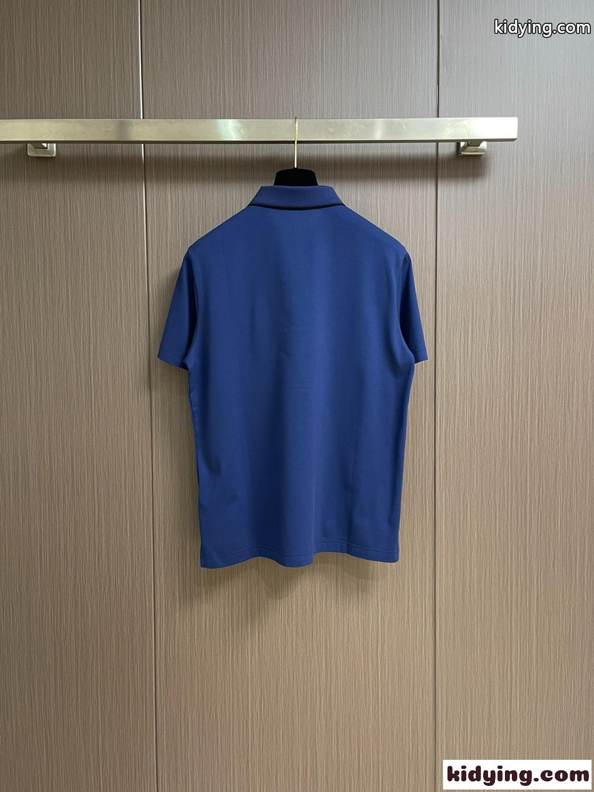 カジュアル サドルステッチ ポロシャツ エルメス Tシャツ コピー コットン ブルー-1