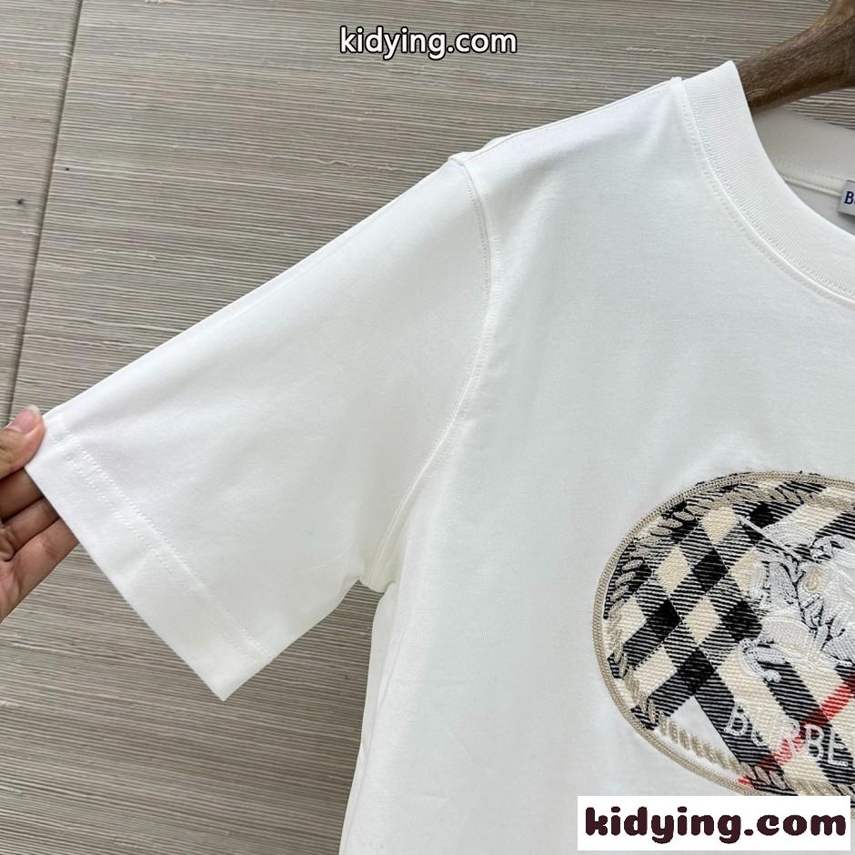 チェック ナイトスタンプ コットンTシャツ バーバリー Tシャツ コピー ホワイト-2