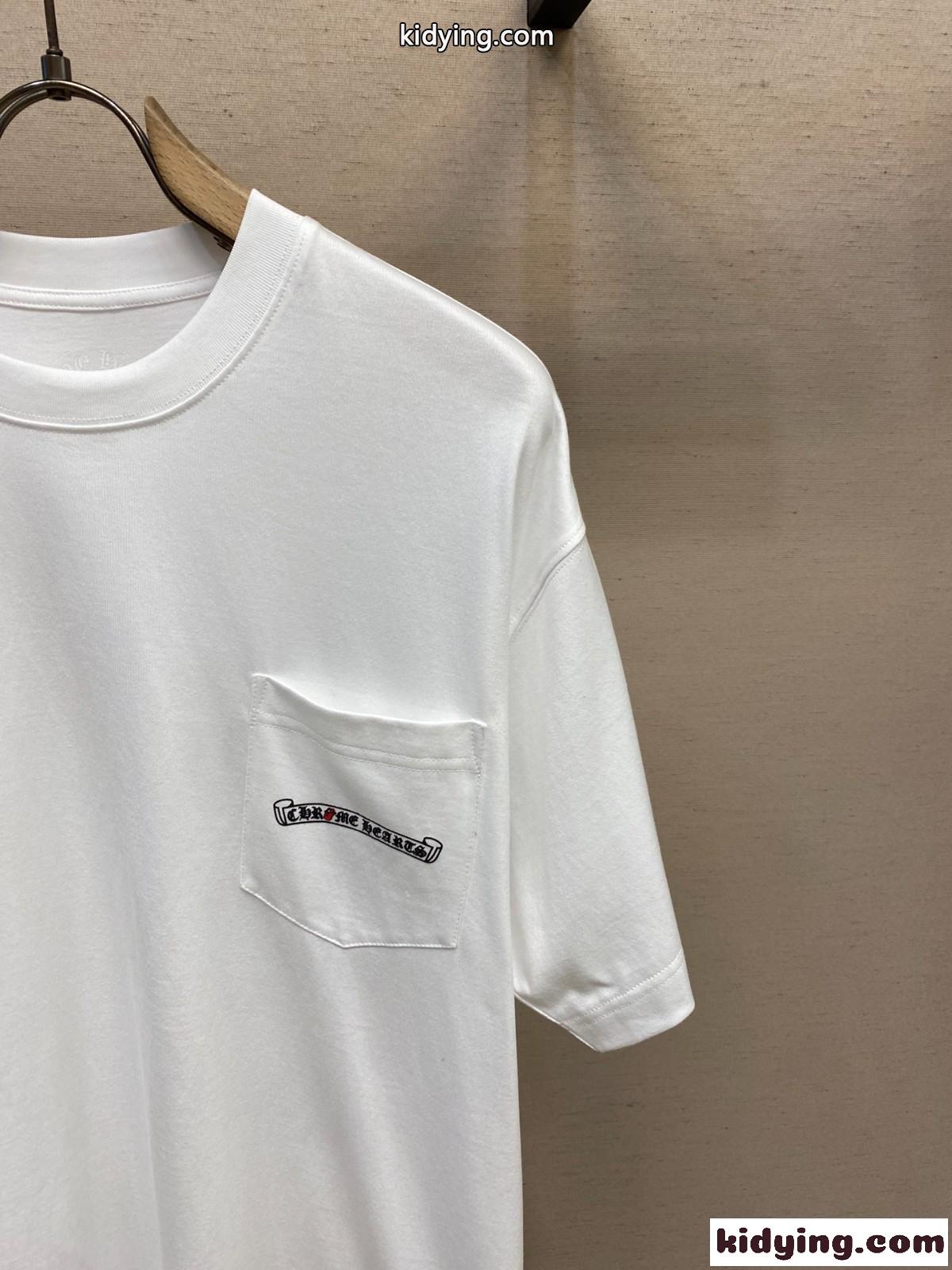 クロムハーツ Tシャツ コピー クルーネック ユニセックス ストリート 半袖Tシャツ ホワイト-0