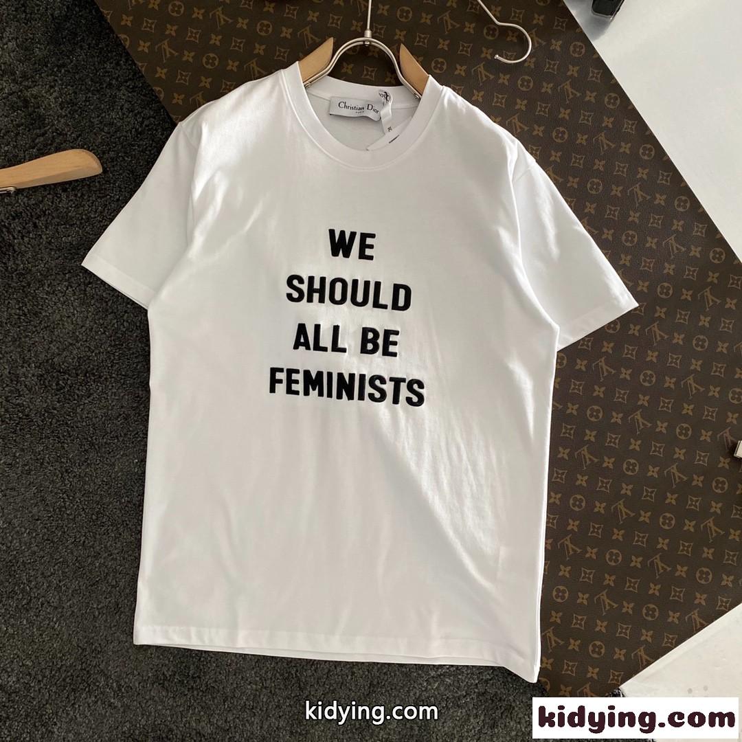 定番 ベーシック 英字刺繍 ゆったり クリスチャン・ディオール 半袖tシャツ コピー ラウンドネック ホワイト ブラック-3