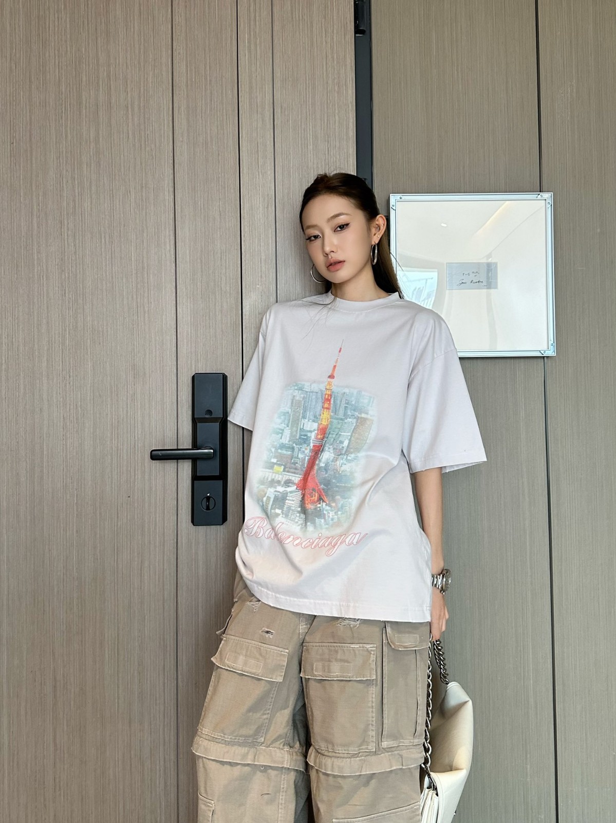 ユニセックス オーバーサイズ プリント Tシャツ バレンシアガ 半袖Tシャツ コピー-3