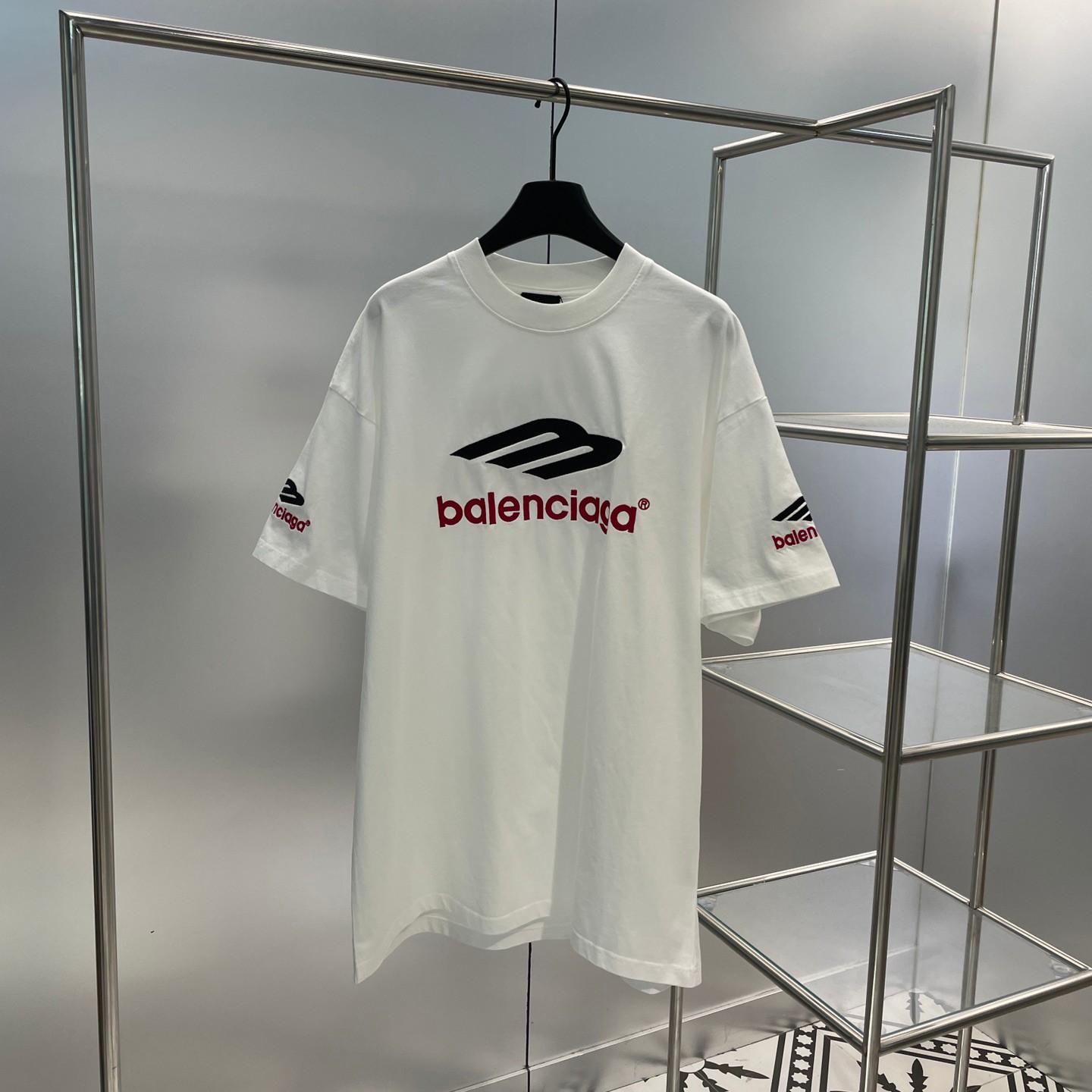 人気 おしゃれ バレンシアガ 3B SPORTS ICON Tシャツ コピー クルーネック 半袖 ホワイト-2