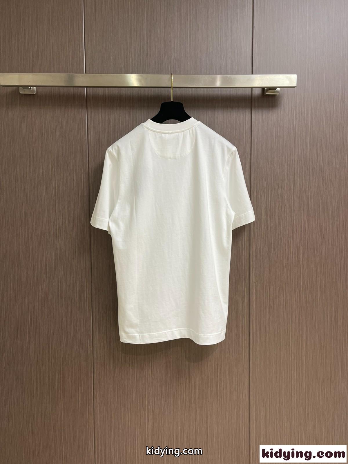 カジュアル コットン 半袖クルーネックTシャツ フェンディ Tシャツ コピー ホワイト-1
