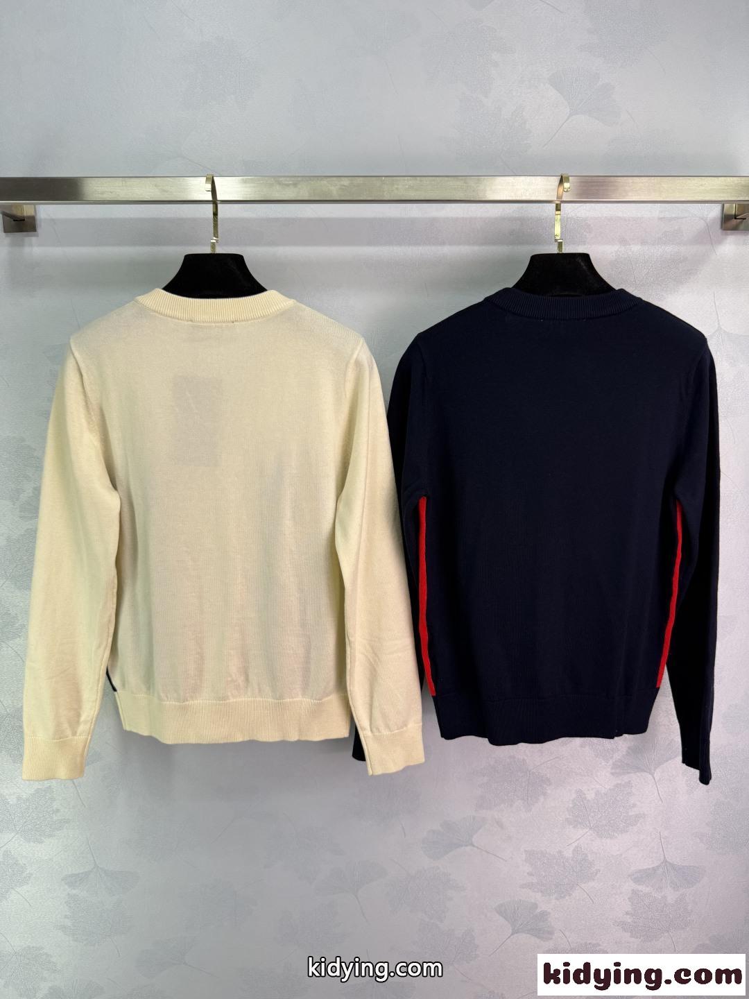 洗練された バイカラー Vネック カーディガン グッチ ニット 偽物 合わせやすい-3