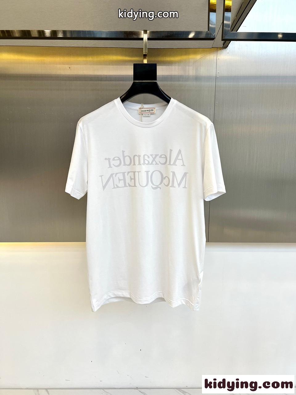 リフレクテッドロゴ 半袖Tシャツ アレキサンダー・マックイーン Tシャツ コピー ホワイト-0