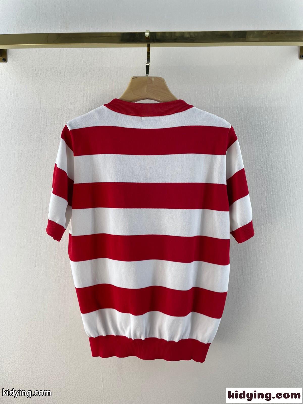 フェミニン 配色 スウィート クルーネック 半袖 カットソー シャネル tシャツ コピー 人気 おしゃれ ニット-4