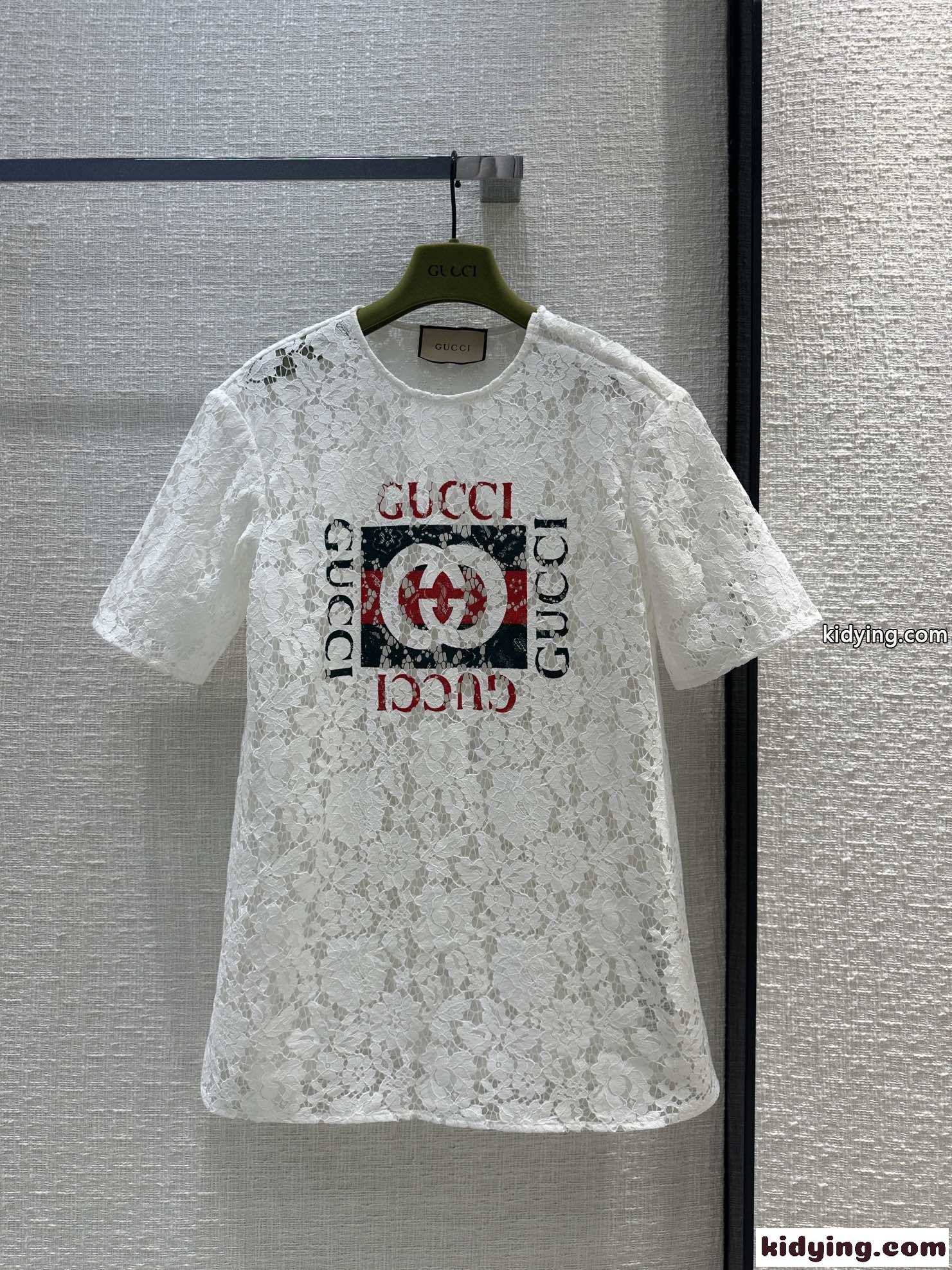 GUCCIプリント フローラル レース トップ グッチ Tシャツ コピー ホワイト-1
