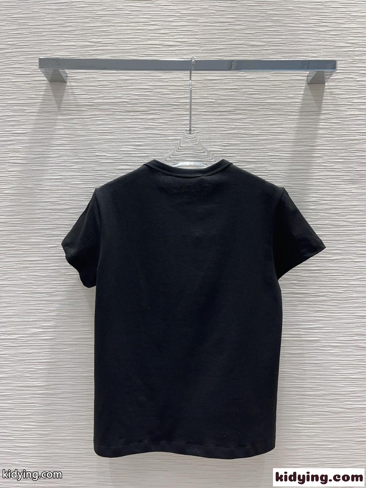 Vロゴ ジャージーコットン Tシャツ ヴァレンティノ 半袖Tシャツ コピー ブラック-3