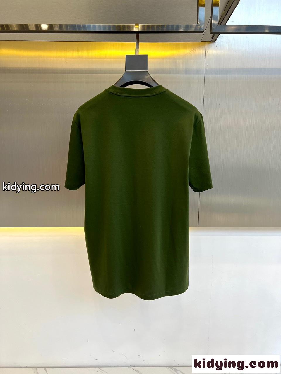 シンプル クルーネック 半袖Tシャツ バーバリー Tシャツ コピー グリーン-5