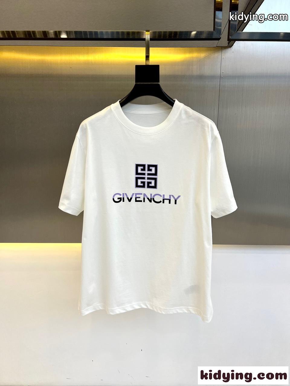 ベーシック ジバンシィ Tシャツ 偽物 ロゴ クルーネック コットン 半袖Tシャツ ホワイト-0