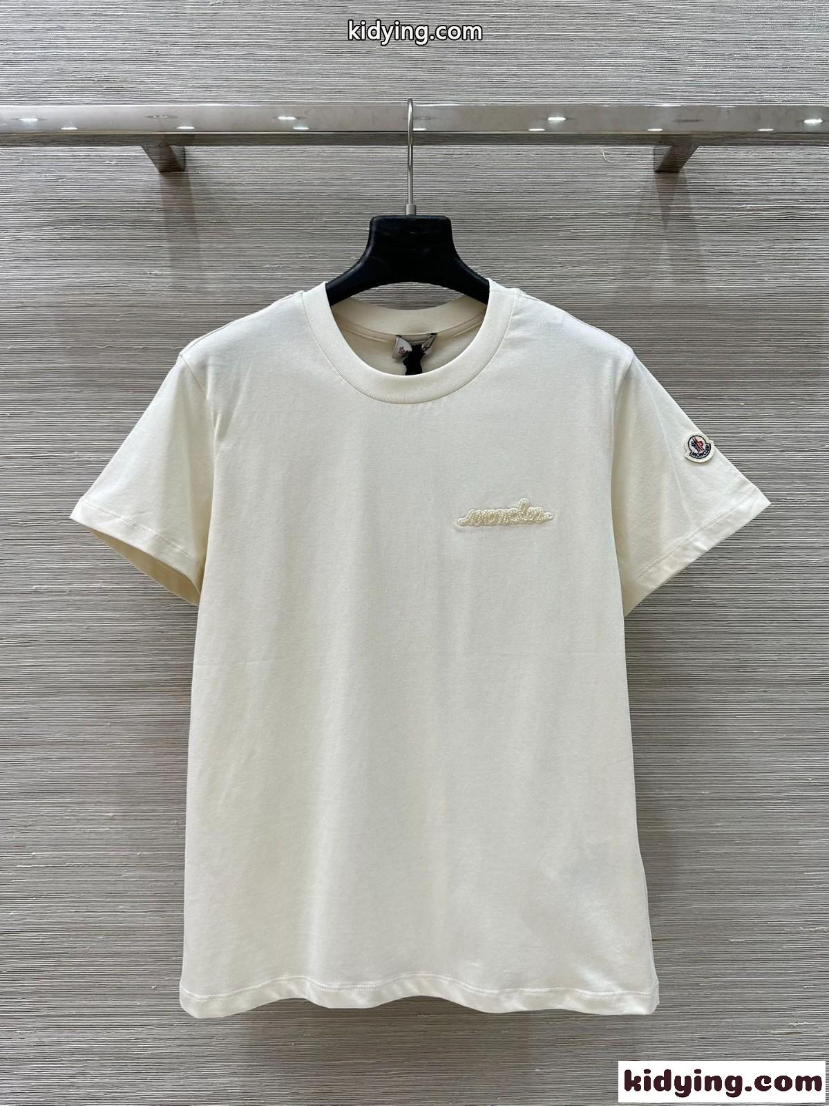 定番 お洒落 ロゴ コットンTシャツ モンクレール Tシャツ コピー クルーネック ベージュ-2