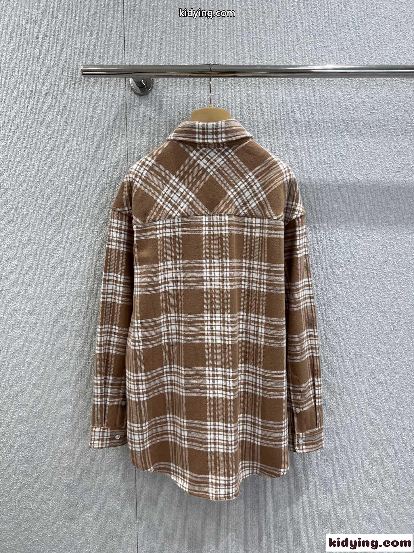 カジュアル チェック柄 オーバーシャツ ミュウミュウ シャツ 偽物 コットン トップス-1