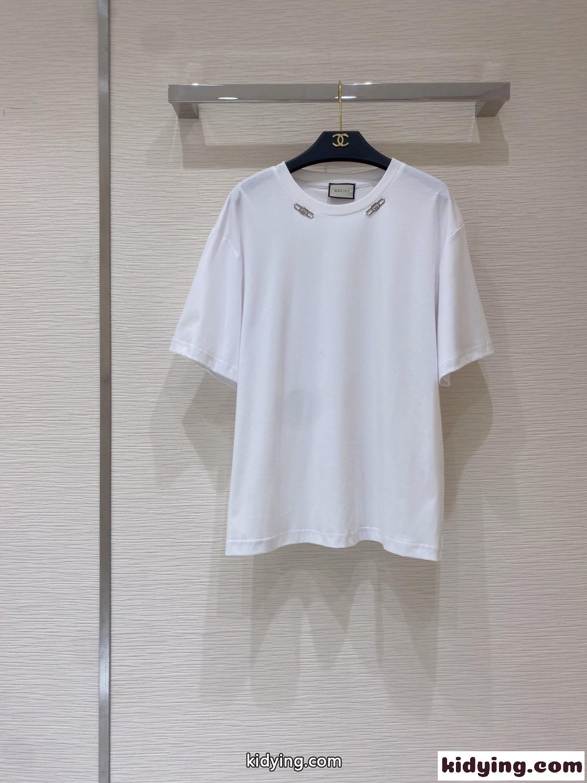 シンプル 無地 人気 ベーシック クルーネック ゆったり グッチ 半袖Tシャツ コピー レディース 春夏 トップス-2