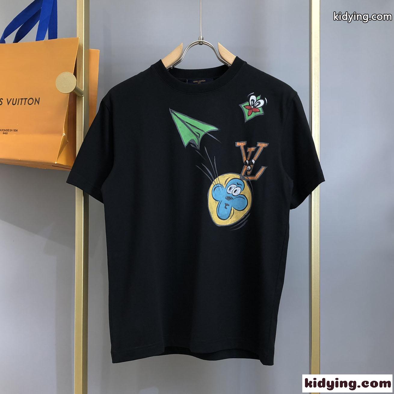 モノグラムコミックスインターシャショートスリーブクルーネック ルイ・ヴィトン Tシャツ コピー メンズ-0