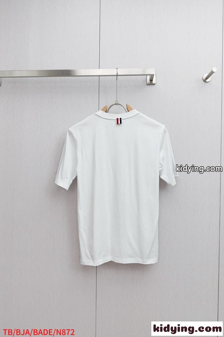 シンプル 可愛い ヘクター クルーネック 半袖Tシャツ トムブラウン Tシャツ 偽物 ホワイト-1